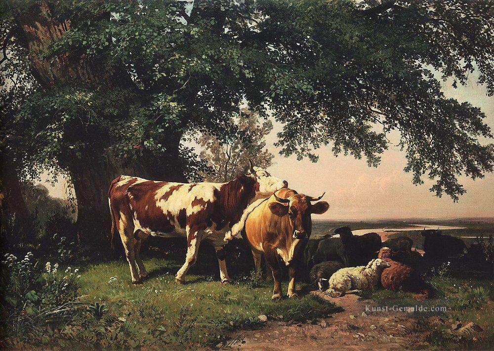 Herde unter den Bäumen 1864 klassische Landschaft Ivan Ivanovich Ölgemälde